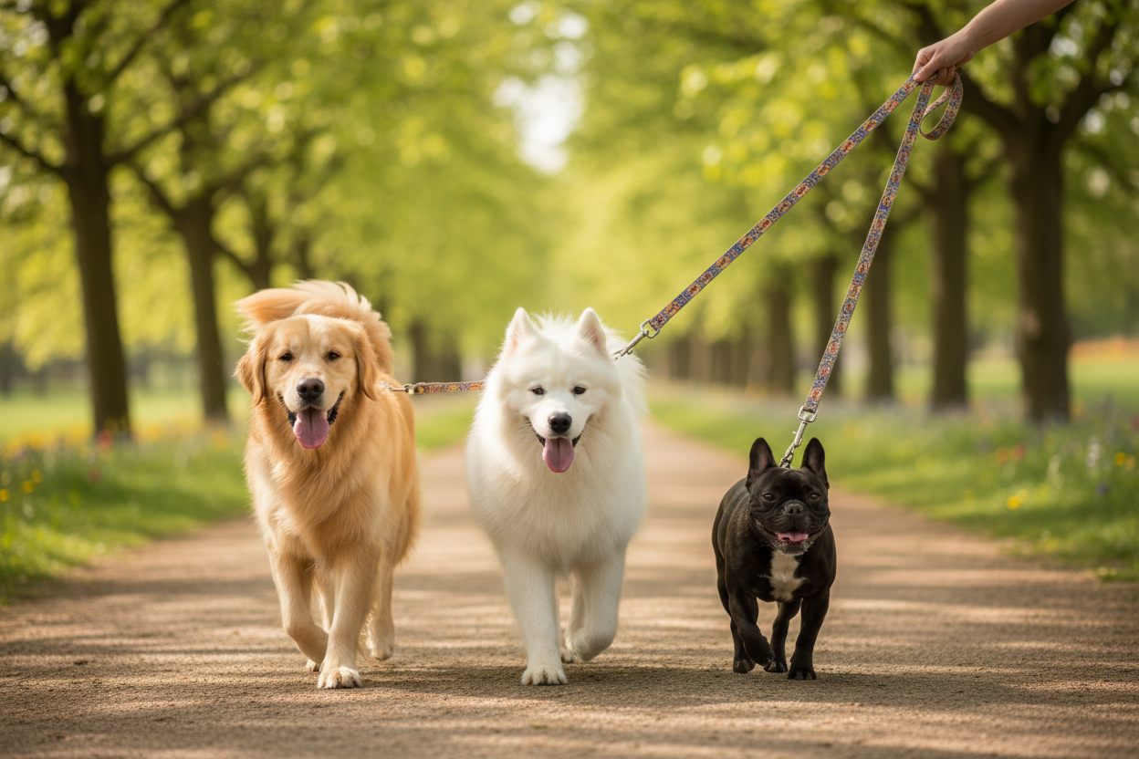 laisse avec des chien